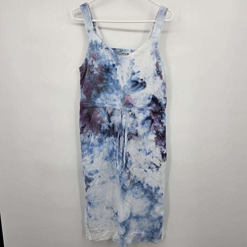 Upcycled Linen Dress XS Tie Ice Dye Festival Granola Artsy Boho Indie Hippie